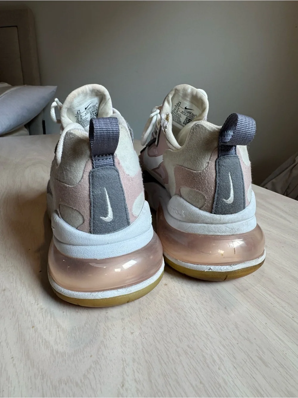 Nike Women’s Air Max 270 React Sneakers in Pink, Gray & White